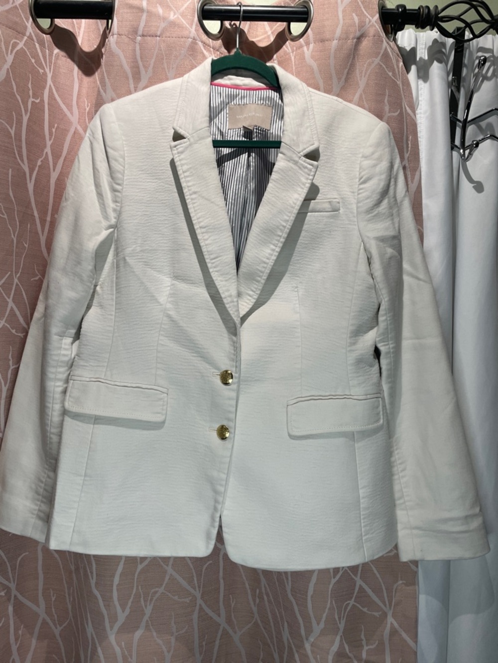 Banana Republic Ivory Jacket with Striped Gray Lining